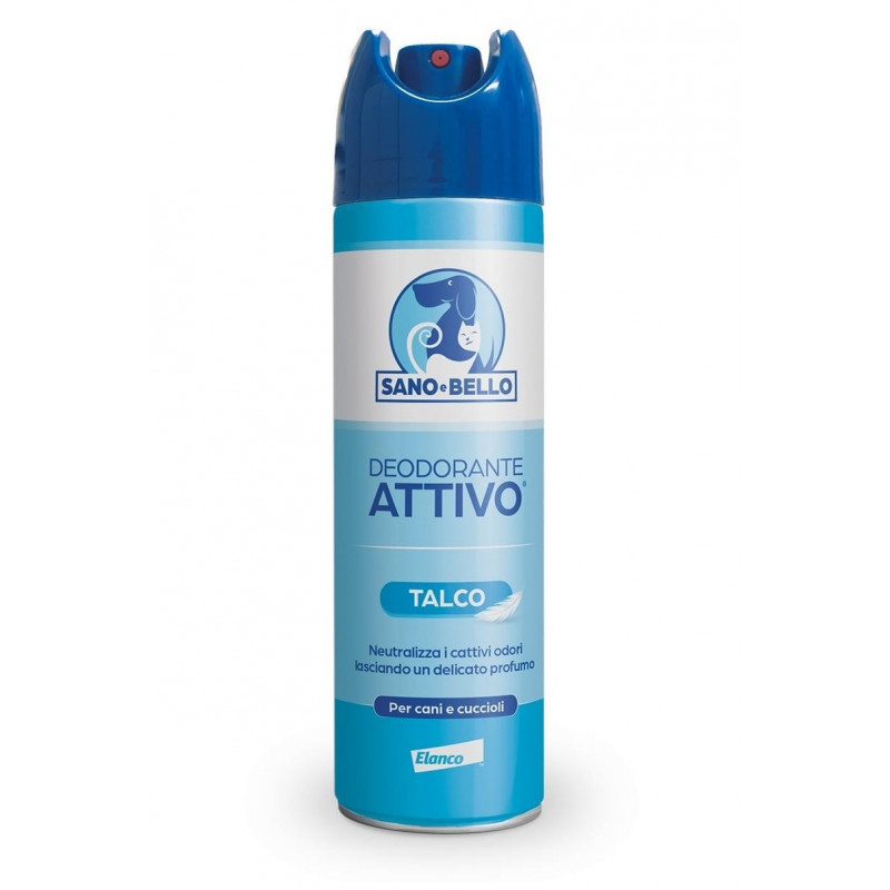 DEODORANTE ATTIVO TALCO SANO E BELLO (250 ml) - Neutralizzatore di odori per cani e cuccioli