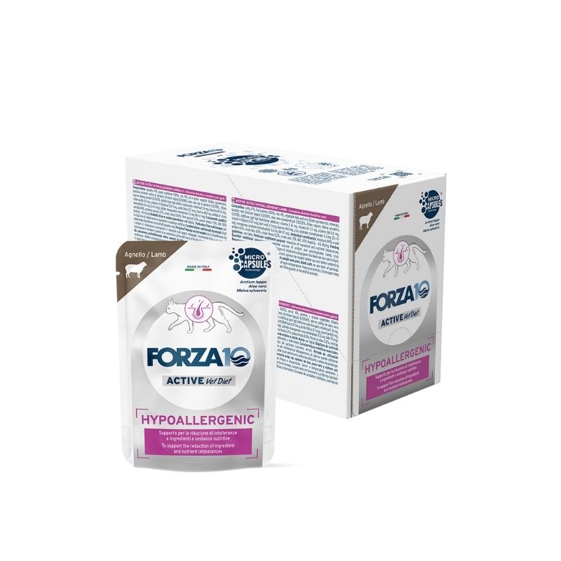 FORZA10 GATTO HYPOALLERGENIC AGNELLO PATE' (12x80 gr) - Alimento dietetico specifico per gatti con sensibilità alimentari
