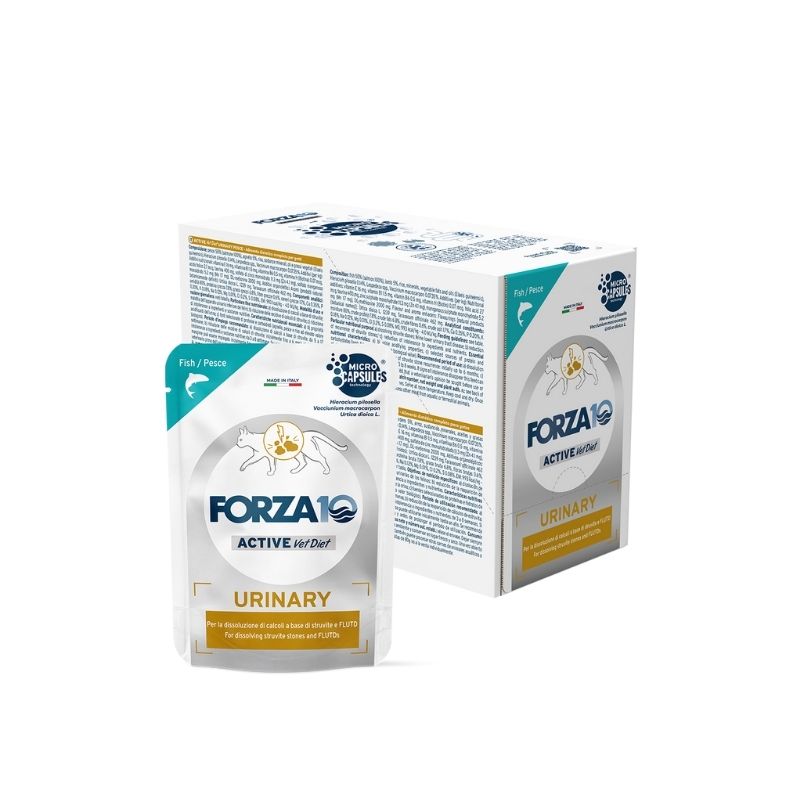FORZA10 GATTO URINARY PESCE PATE' (12x80 gr) - Alimento dietetico per gatti per la dissoluzione dei calcoli di struvite