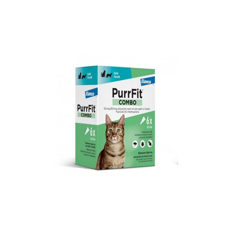 PURRFIT COMBO GATTI E FURETTI (6 pipette) - Antiparassitario in pipette per una protezione completa nei gatti e furetti