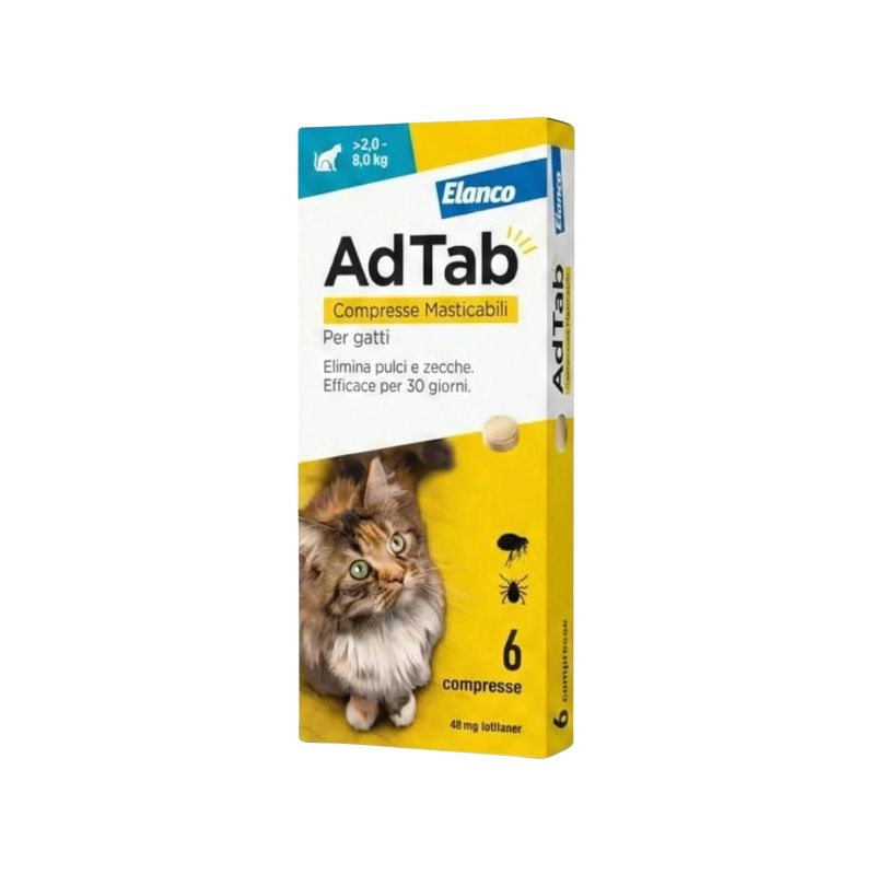ADTAB GATTI 2/8 Kg (6 cpr) - Antiparassitario in compresse masticabili per gatti