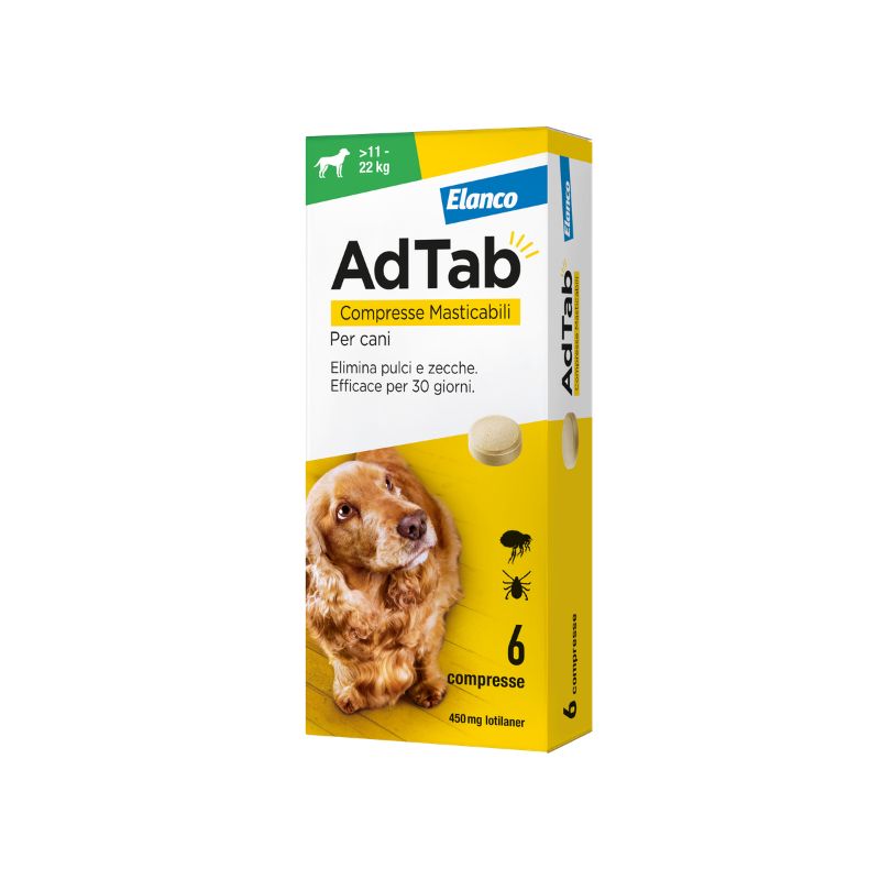 ADTAB CANI 11/22 Kg (6 cpr) - Antiparassitario in compresse masticabili per cani grandi