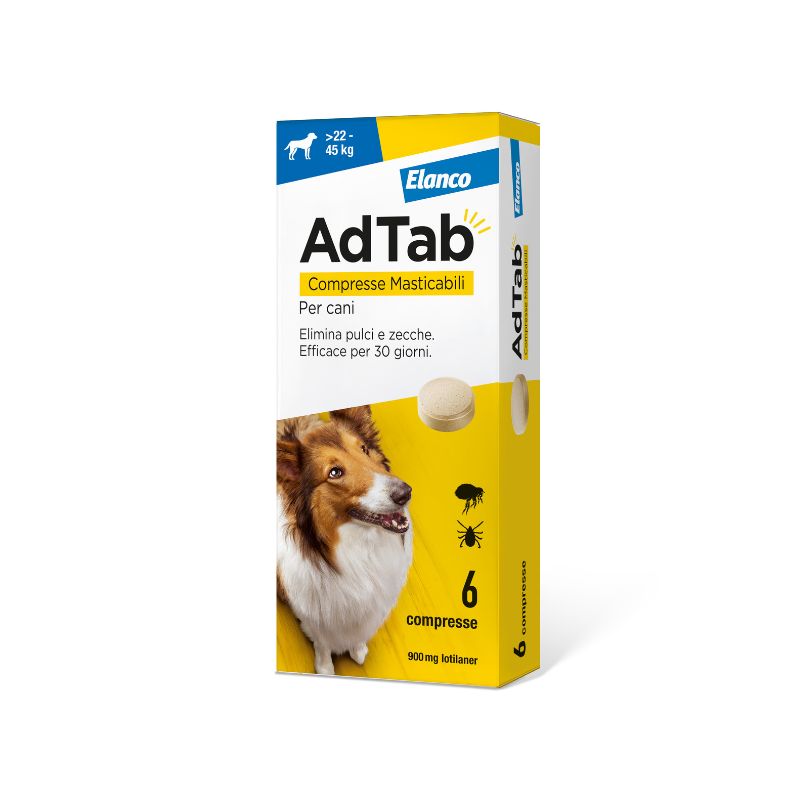 ADTAB CANI 22/45 Kg (6 cpr) - Antiparassitario in compresse masticabili per cani molto grandi